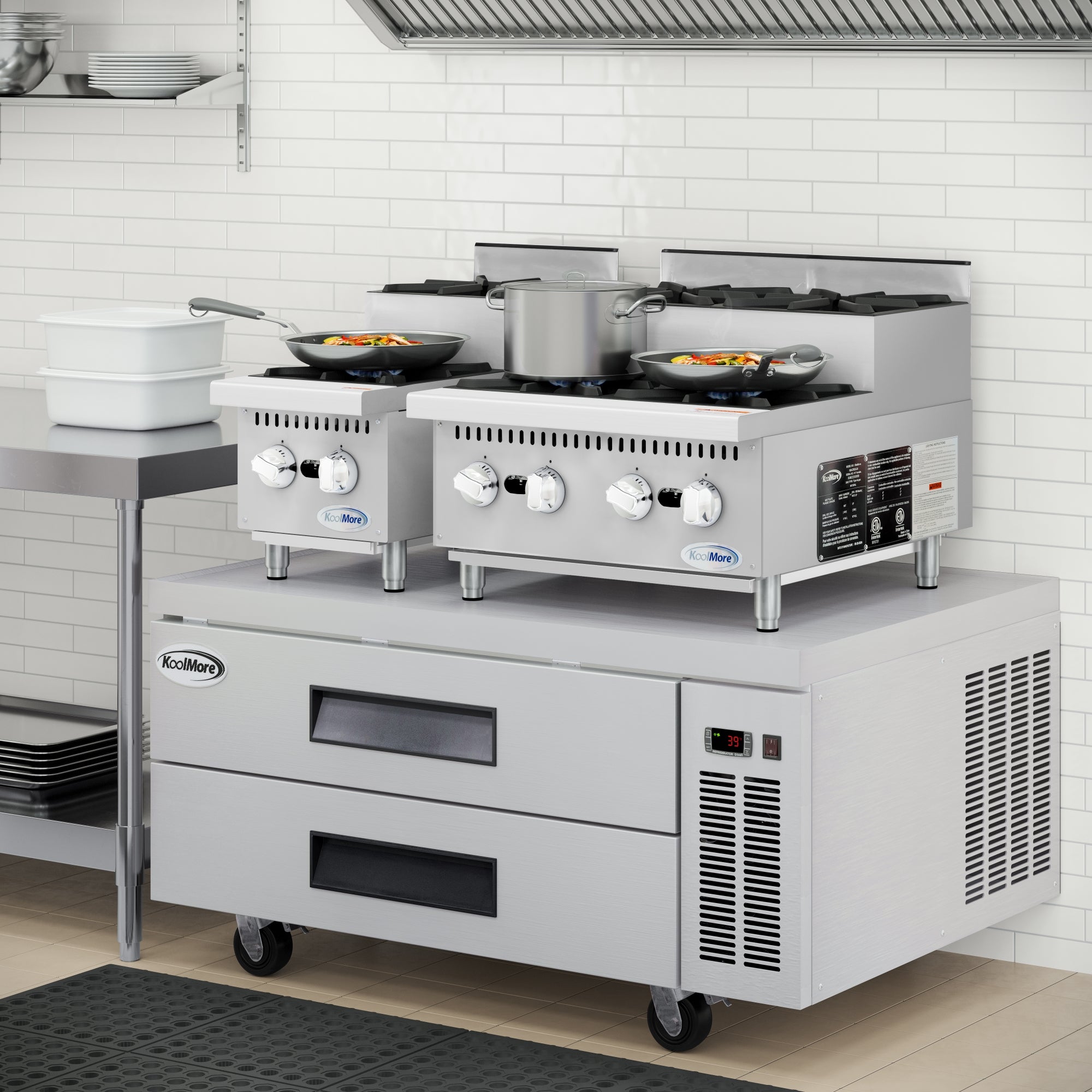 24 in. Commercial Four-Burner Step Up Range, 104000 BTU in Stainless-Steel