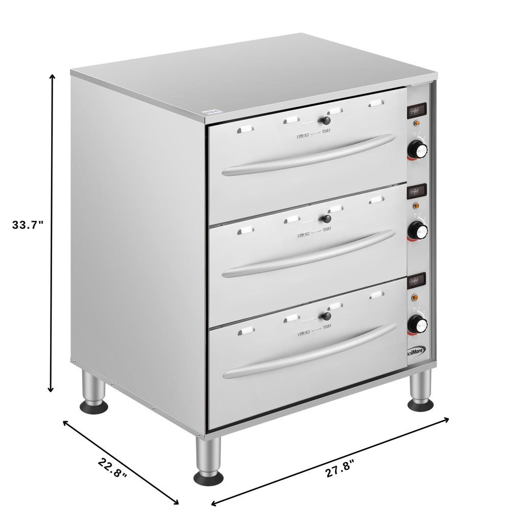Three-Drawer Commercial Free Standing Warming Drawer in Stainless-Steel