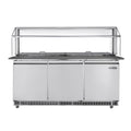 72 in. Commercial Refrigerated Prep Station with Sneeze Guard and Buffet Slide, 15-Pan (Not Included) Capacity and Three Adjustable Shelves in Stainless-Steel, ETL Listed