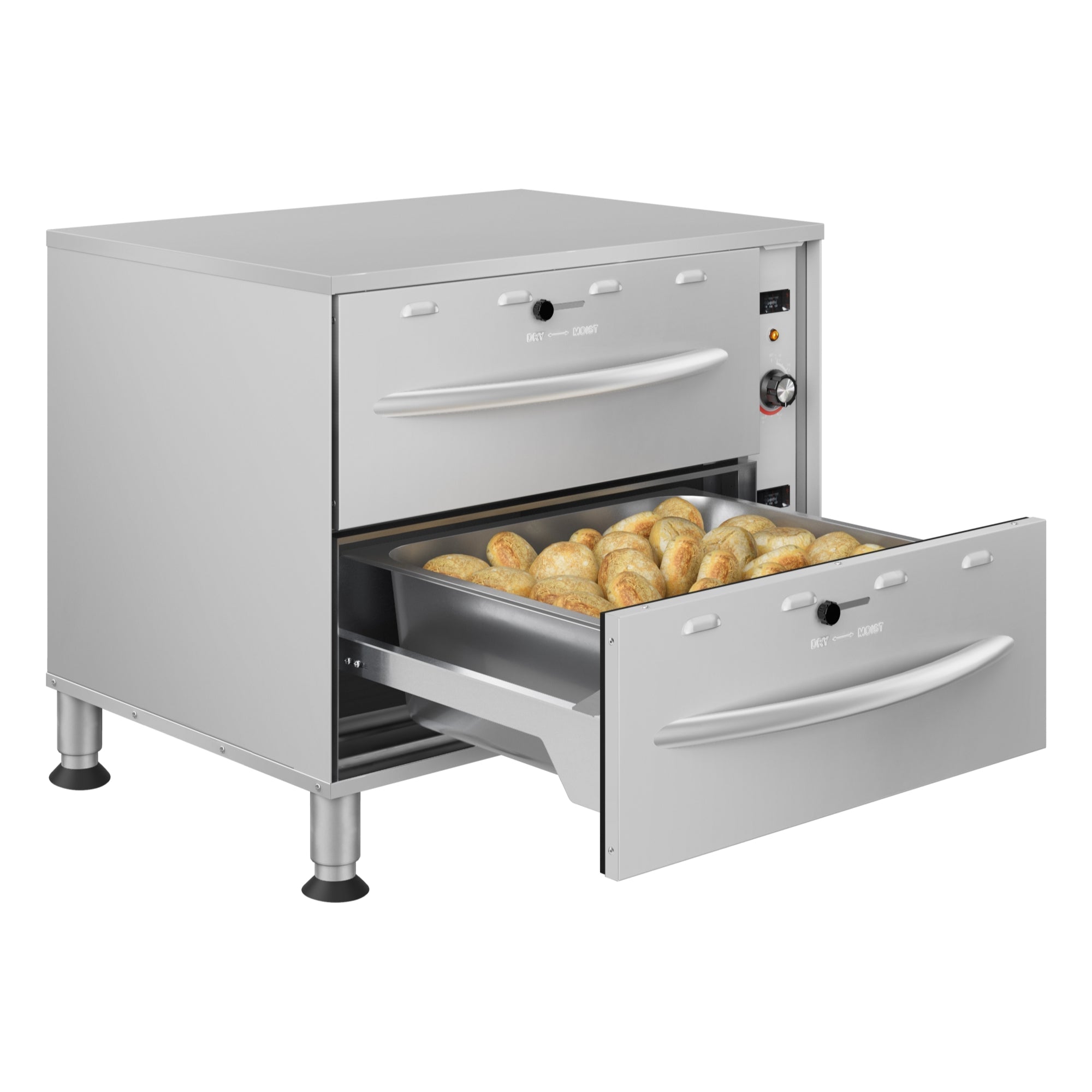 Two-Drawer Commercial Free Standing Warming Drawers in Stainless-Steel