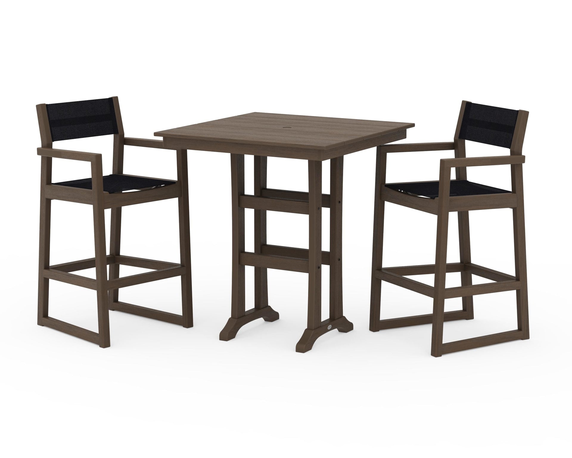 EDGE Sling Arm Chair 3-Piece Farmhouse Bar Set with Trestle Legs