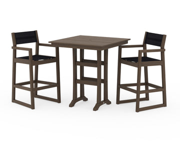 EDGE Sling Arm Chair 3-Piece Farmhouse Bar Set with Trestle Legs