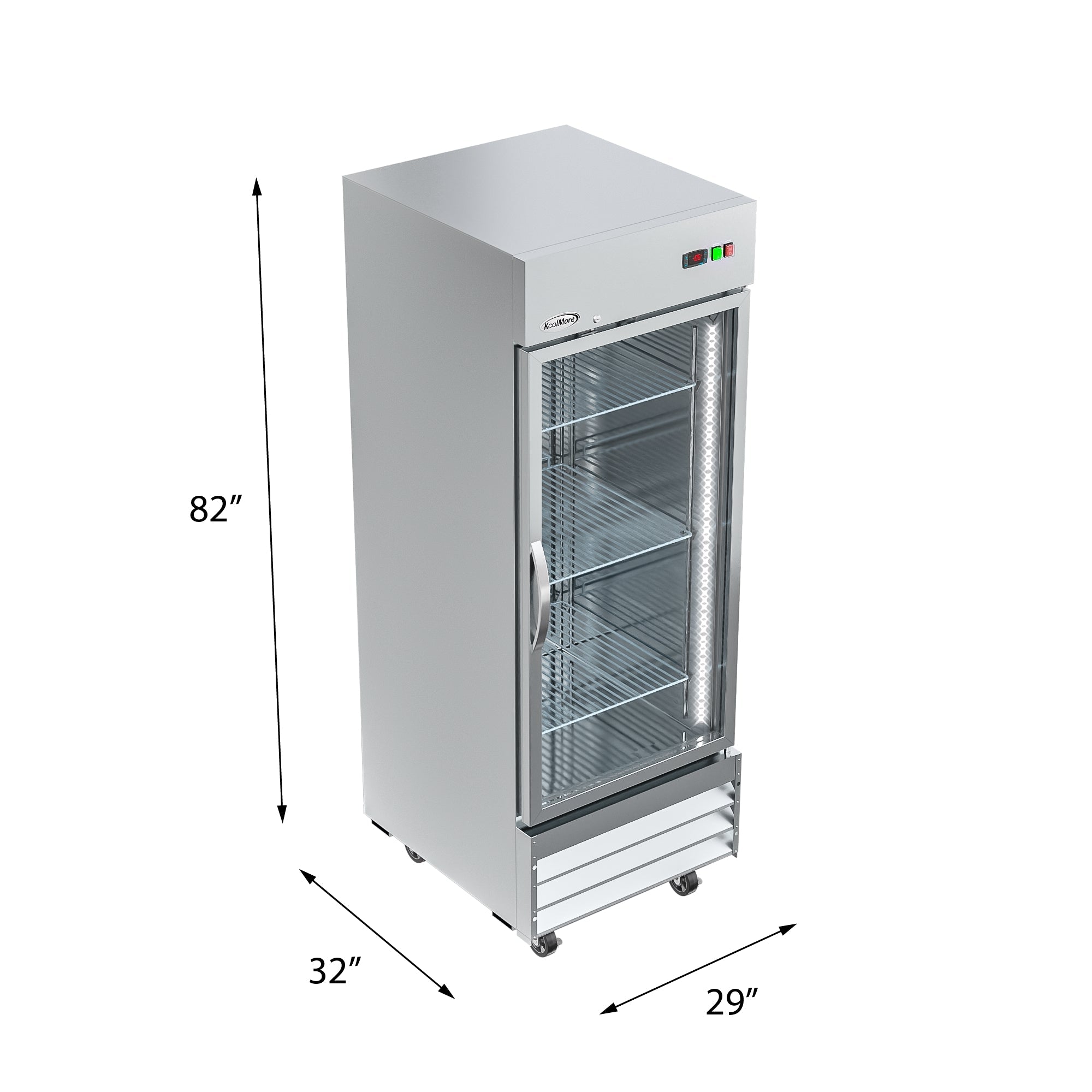 29 in. One Glass Door Reach-In Freezer 23 cu ft.