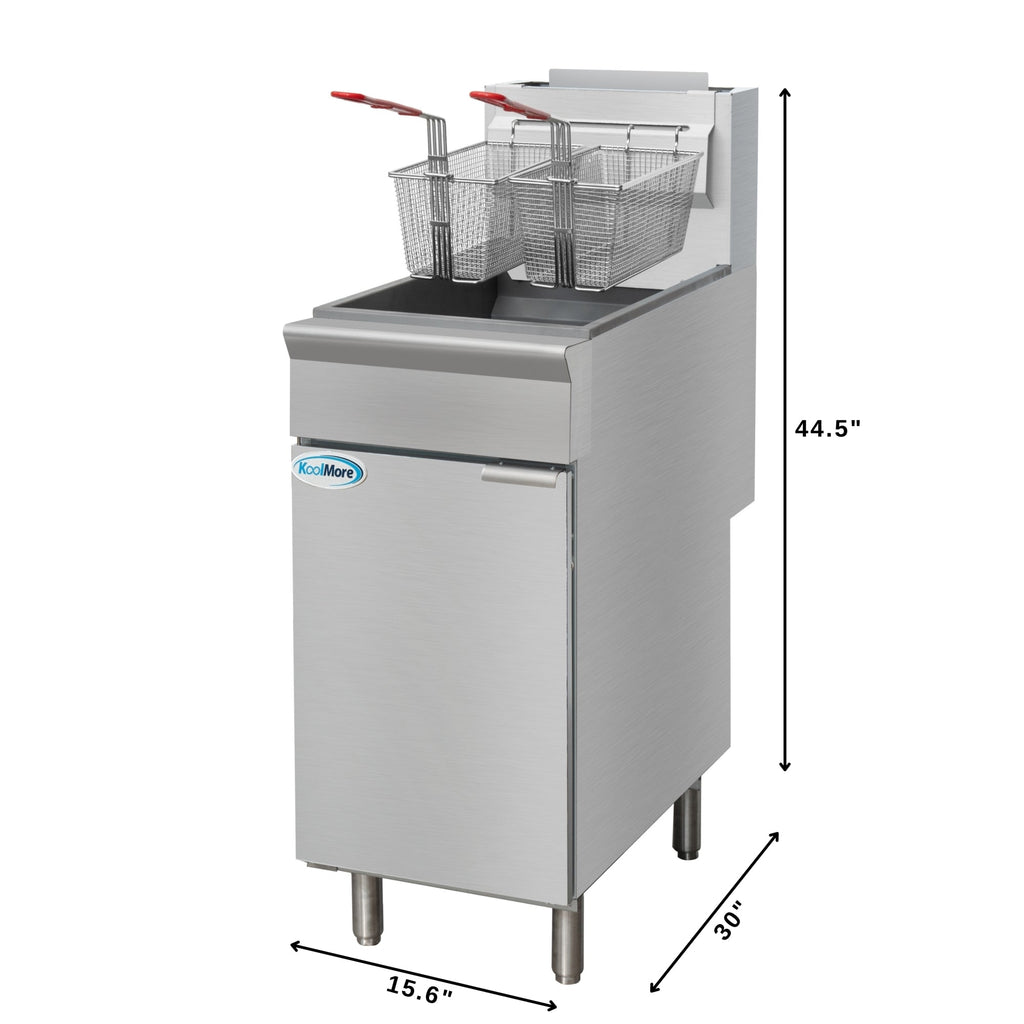 50 lb. Floor Standing Liquid Propane Commercial Fryer with 120,000 BTU in Stainless-Steel, ETL Listed