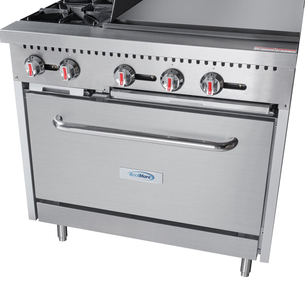 36 in. 2 Burner Commercial Natural Gas Range with 24 in. Griddle in Stainless-Steel