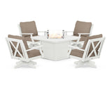 Braxton 5-Piece Deep Seating Swivel Conversation Set with Fire Pit Table