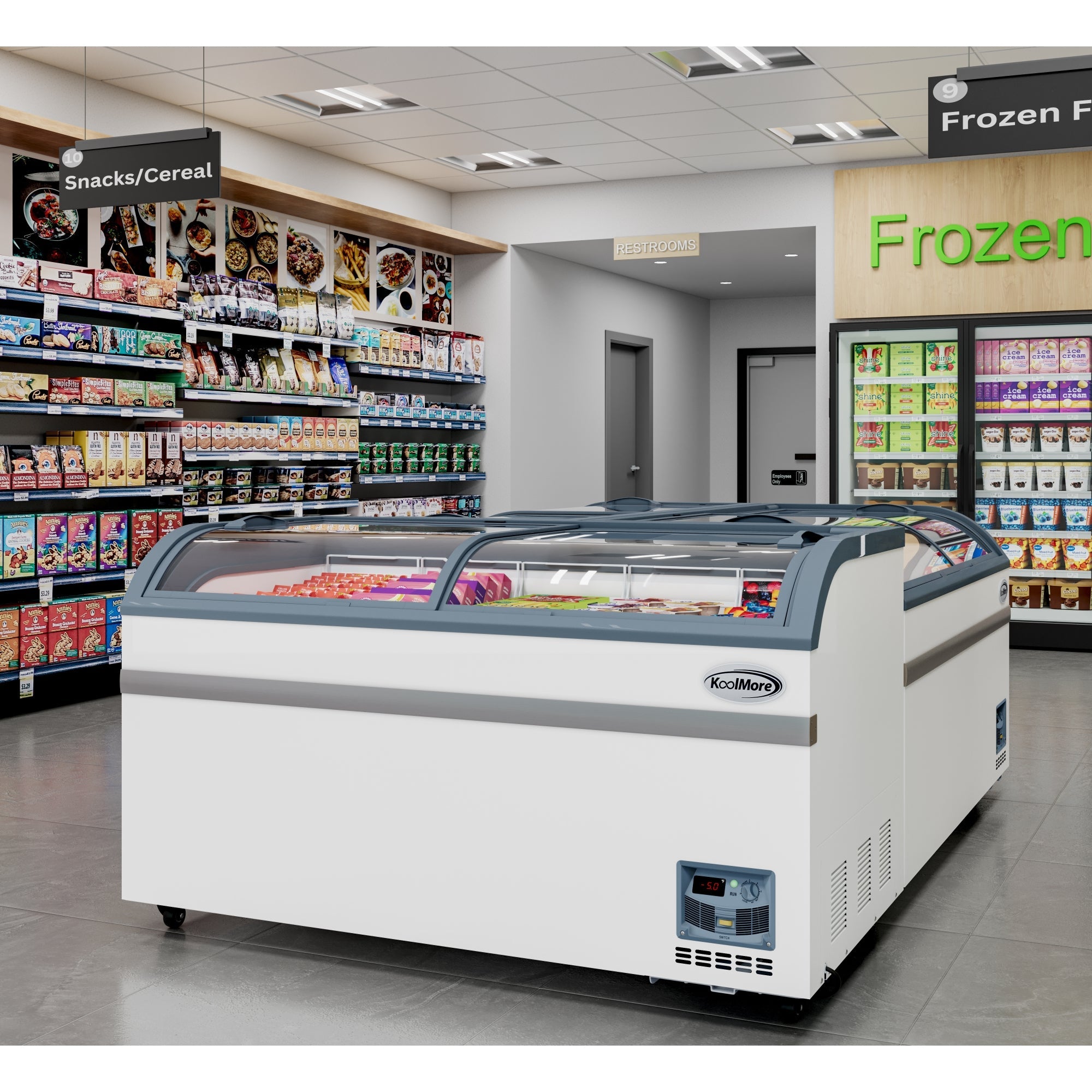 58 Inch Manual Defrost Island Chest Freezer in White, 14 cu. ft.