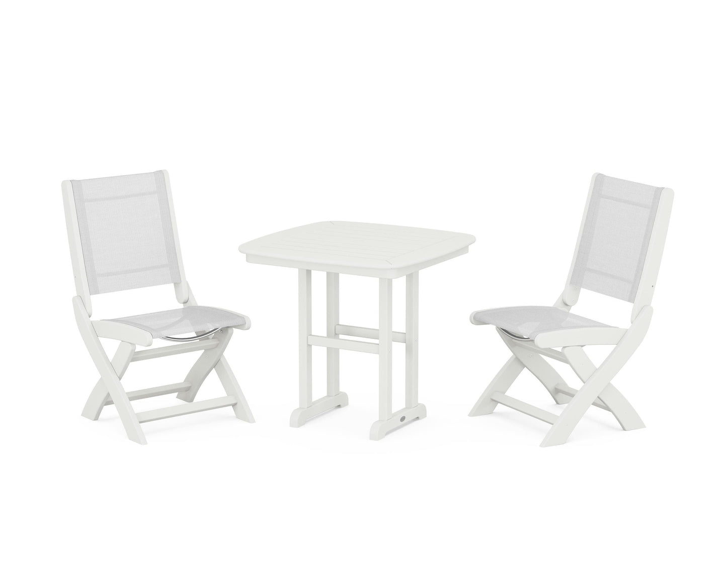 Coastal Folding Side Chair 3-Piece Dining Set
