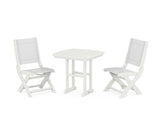Coastal Folding Side Chair 3-Piece Dining Set