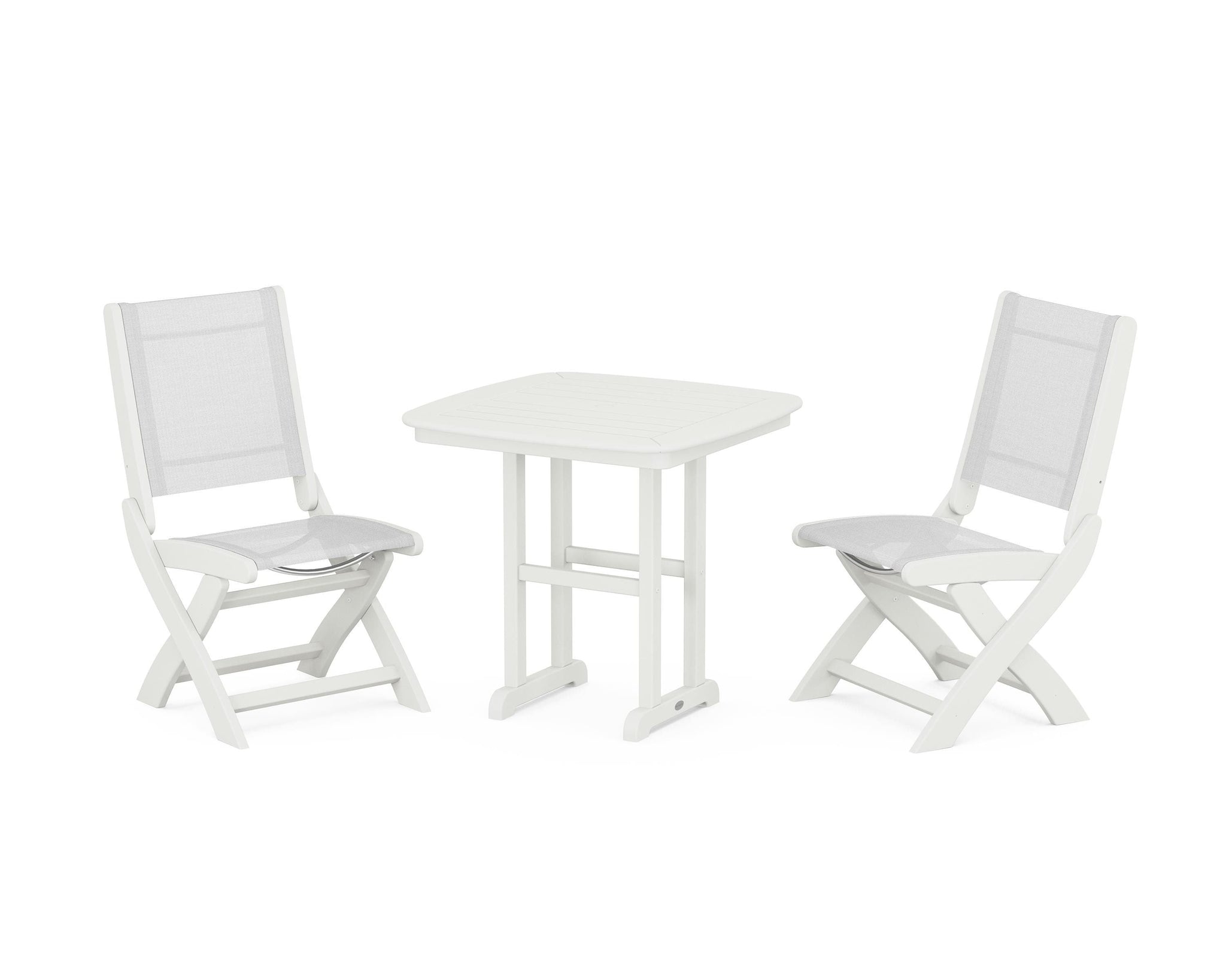Coastal Folding Side Chair 3-Piece Dining Set