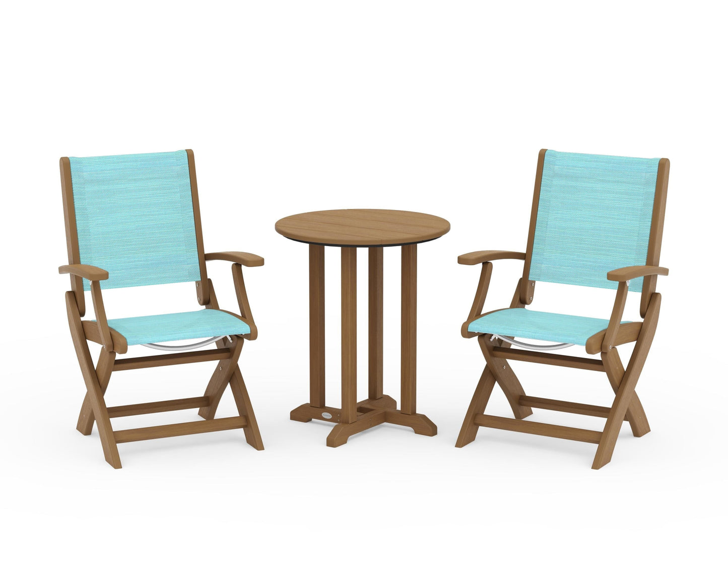 Coastal Folding 3-Piece Round Bistro Dining Set