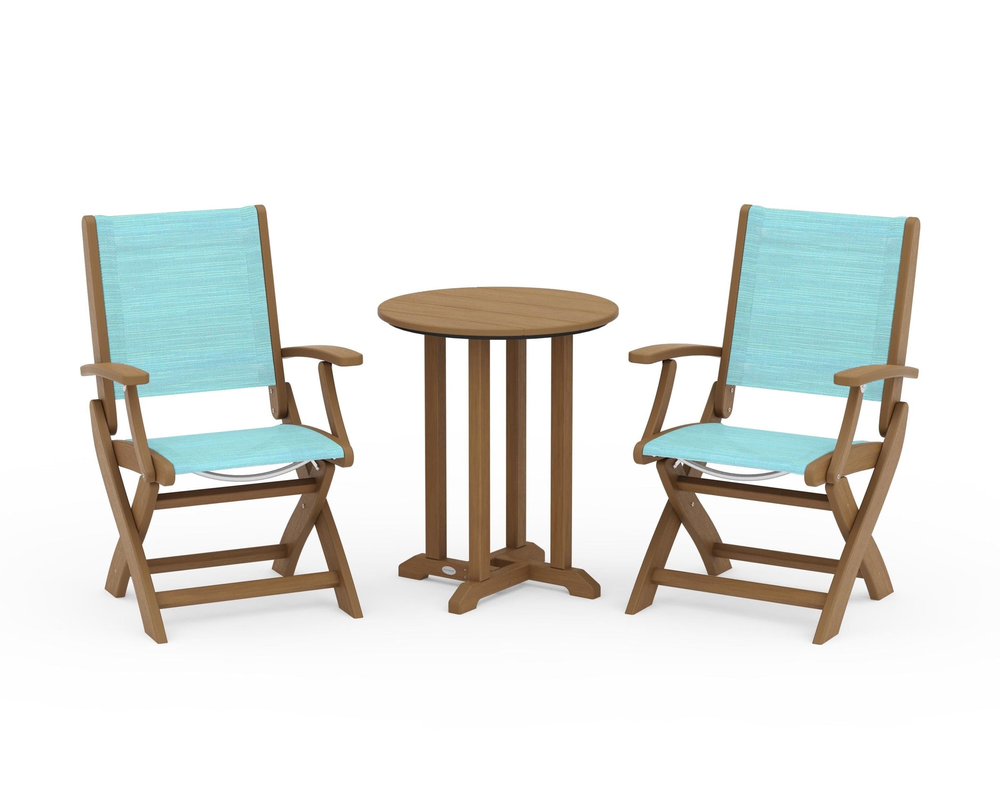 Coastal Folding 3-Piece Round Bistro Dining Set