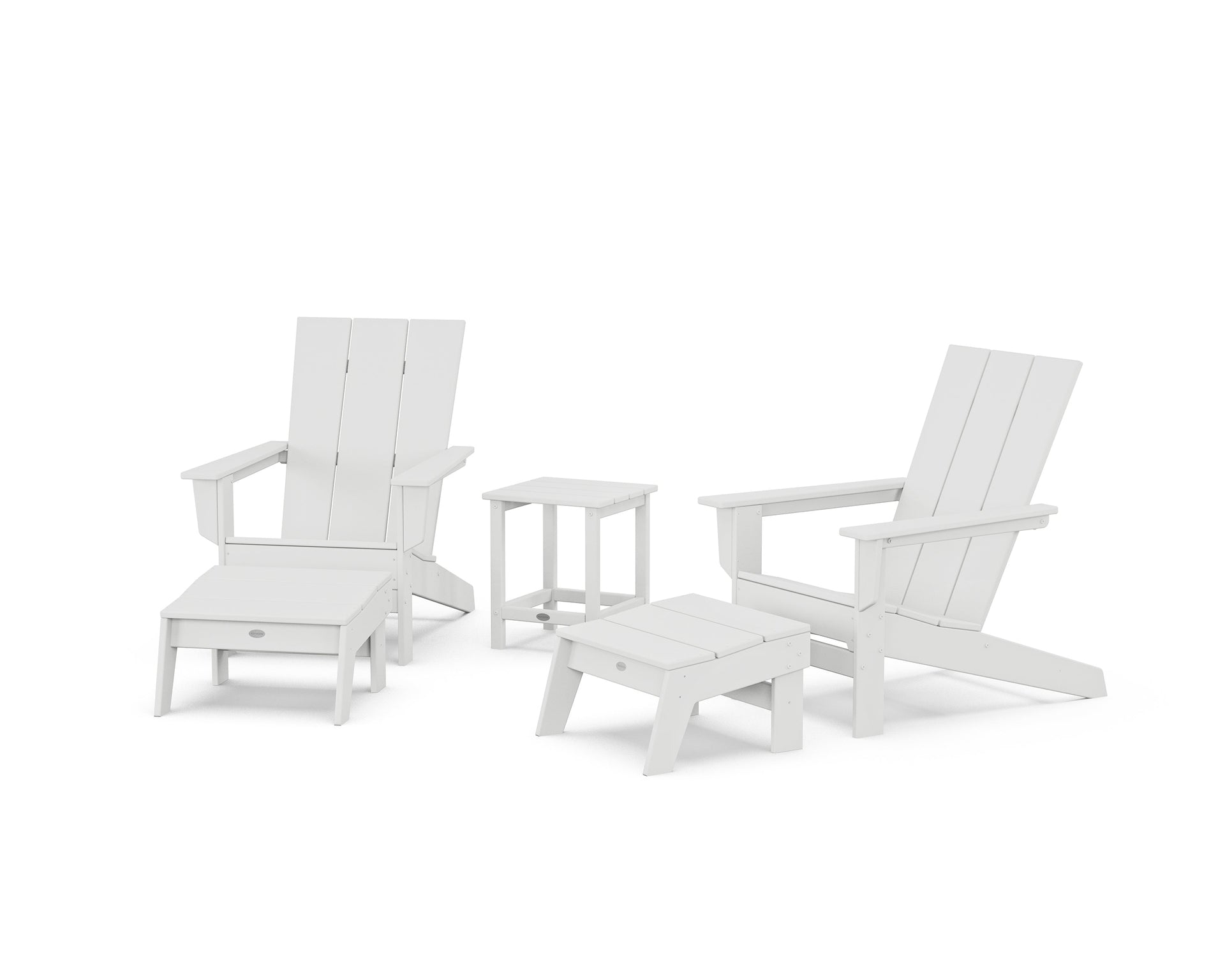 5-Piece Modern Studio Adirondack Set with Ottomans and Side Table