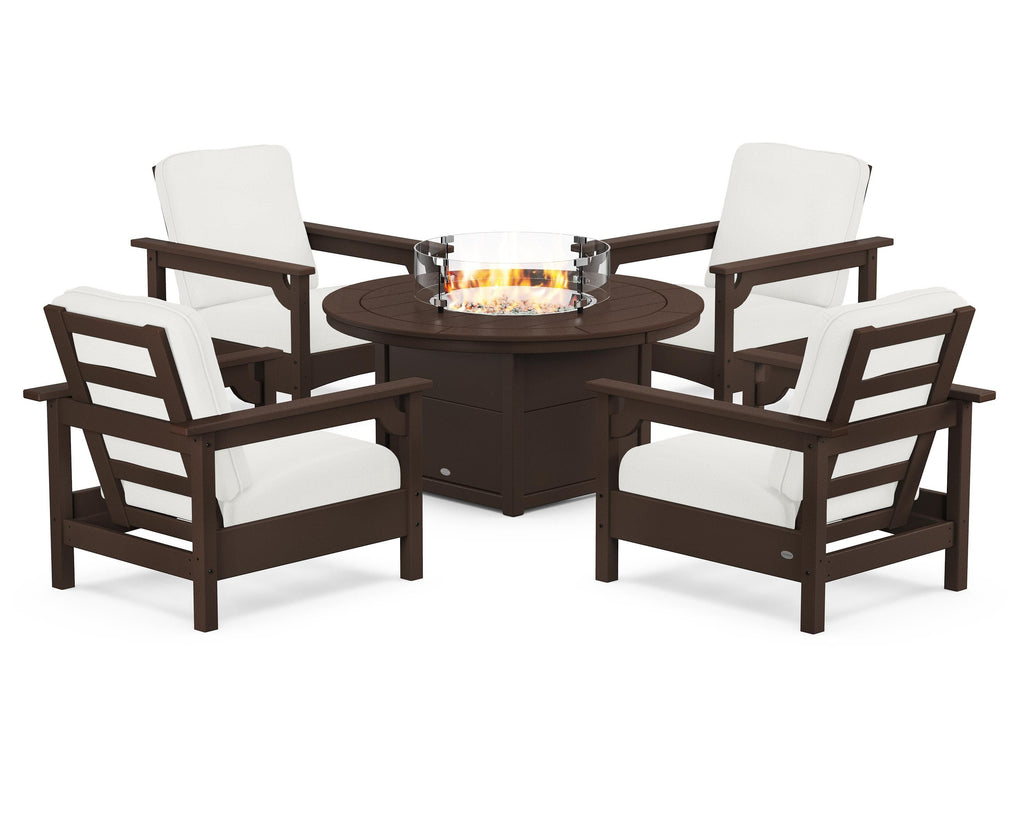 Club 5-Piece Conversation Set with Fire Pit Table