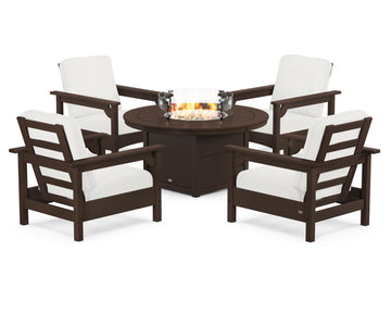 Club 5-Piece Conversation Set with Fire Pit Table