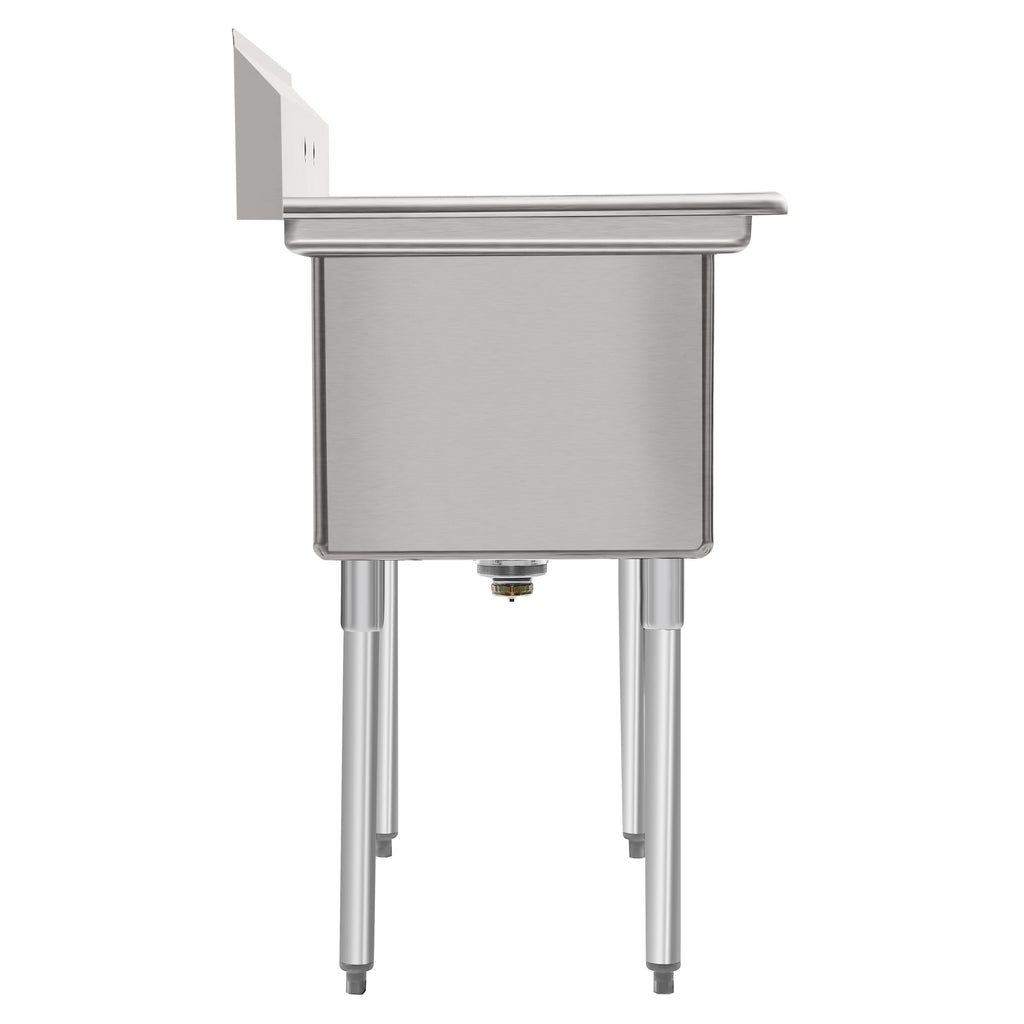 42 in. 18-Gauge 2-Compartment Commercial Sink with Backsplash, Bowl Dimensions 18"x18"x14" in Stainless-Steel