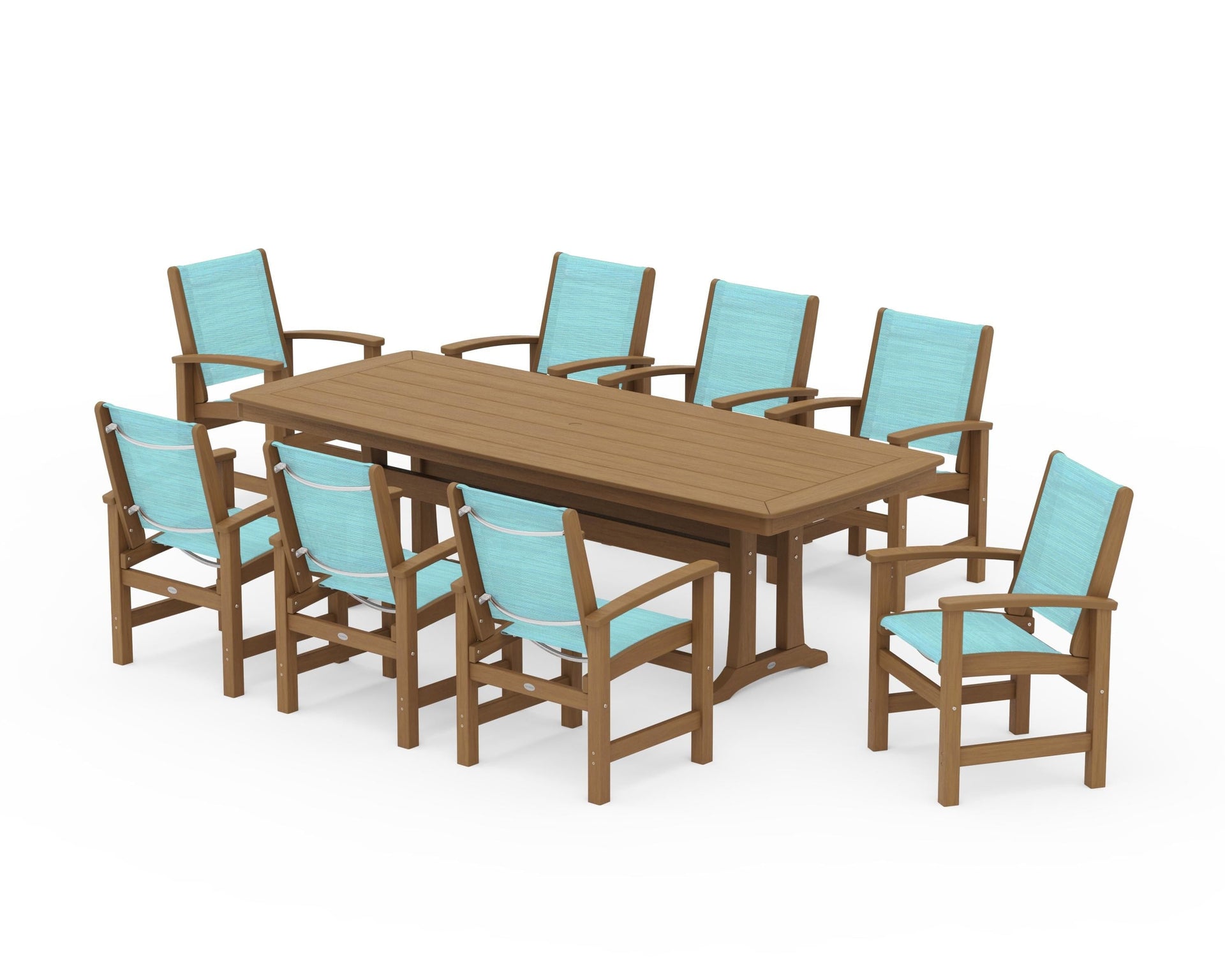 Coastal 9-Piece Dining Set with Trestle Legs