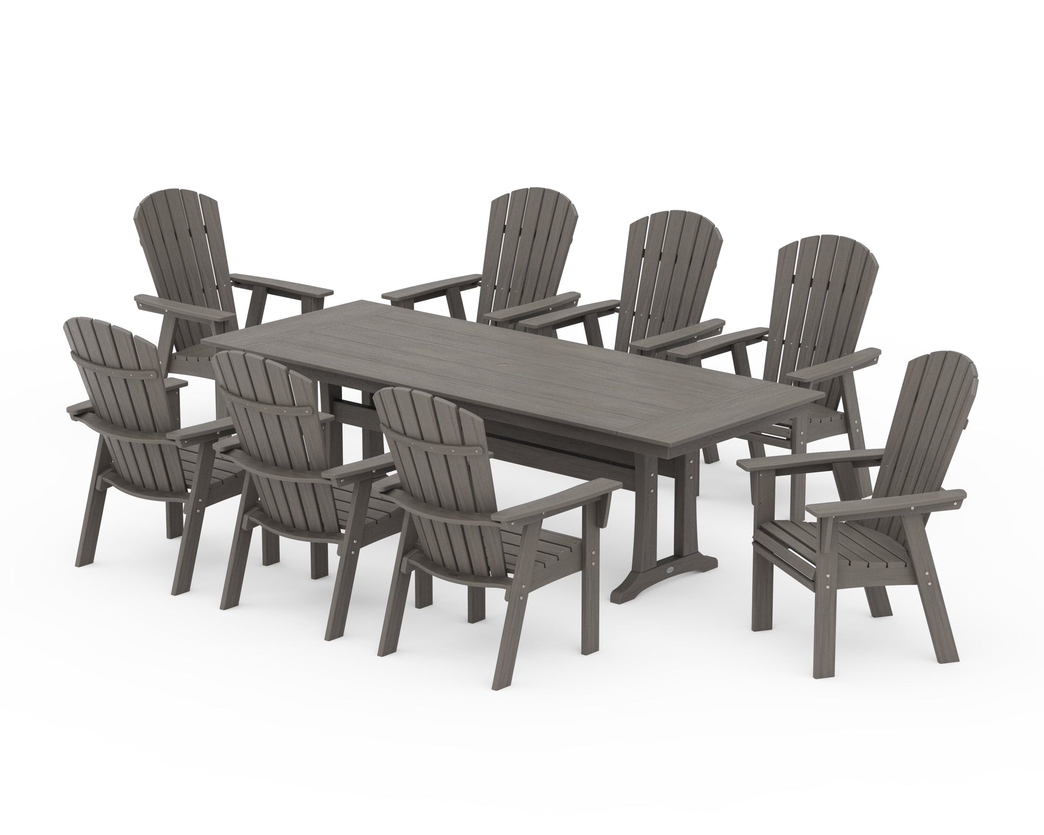 Nautical 9-Piece Curveback Adirondack Farmhouse Dining Set with Trestle Legs