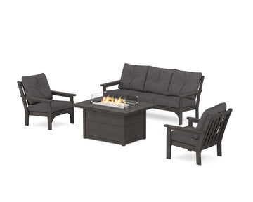 Vineyard Deep Seating Fire Pit Table Set