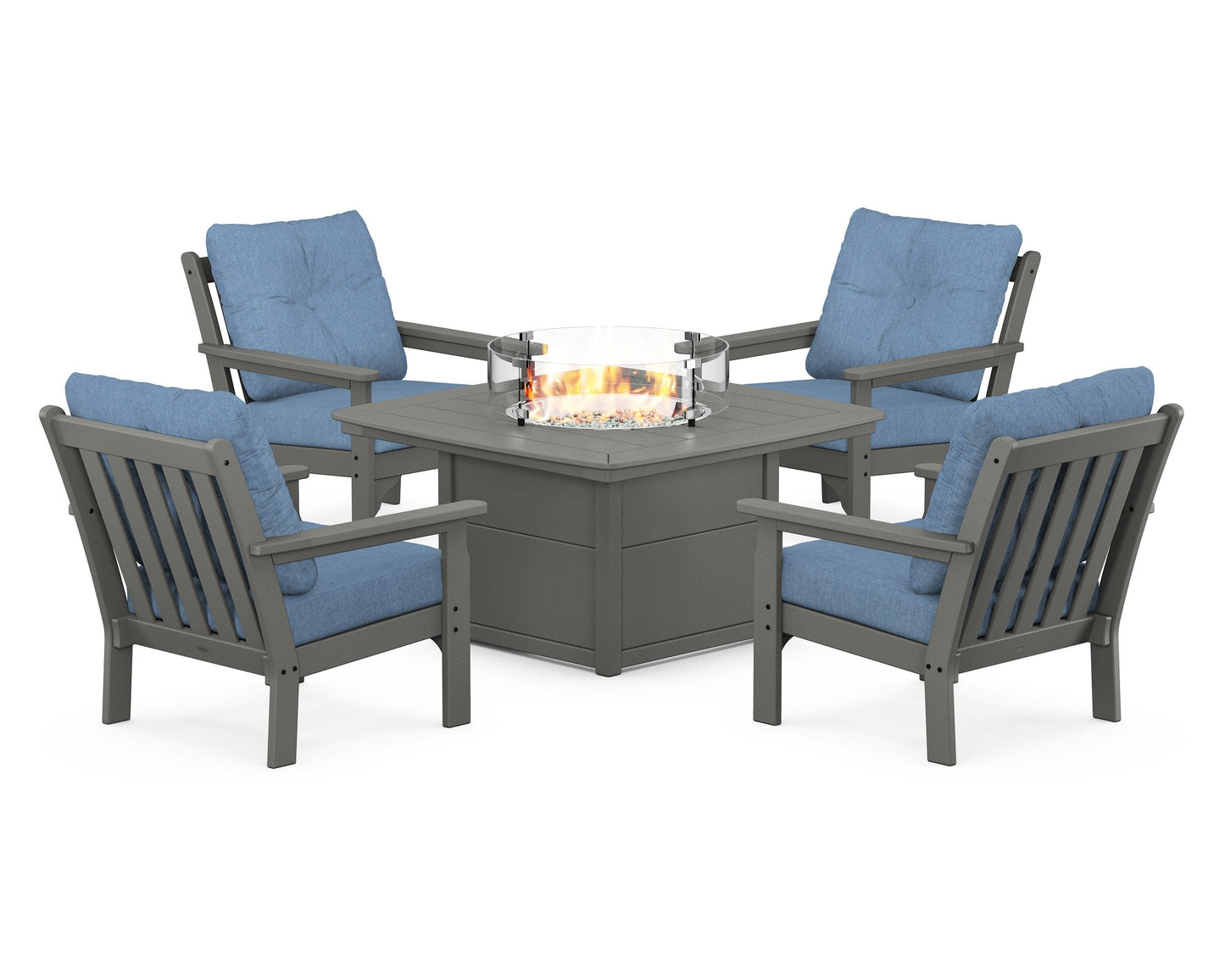 Vineyard 5-Piece Conversation Set with Fire Pit Table