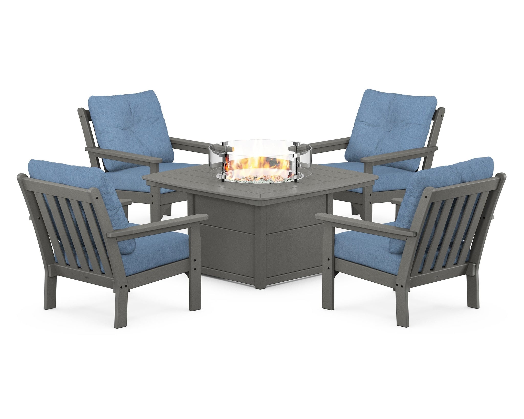 Vineyard 5-Piece Conversation Set with Fire Pit Table