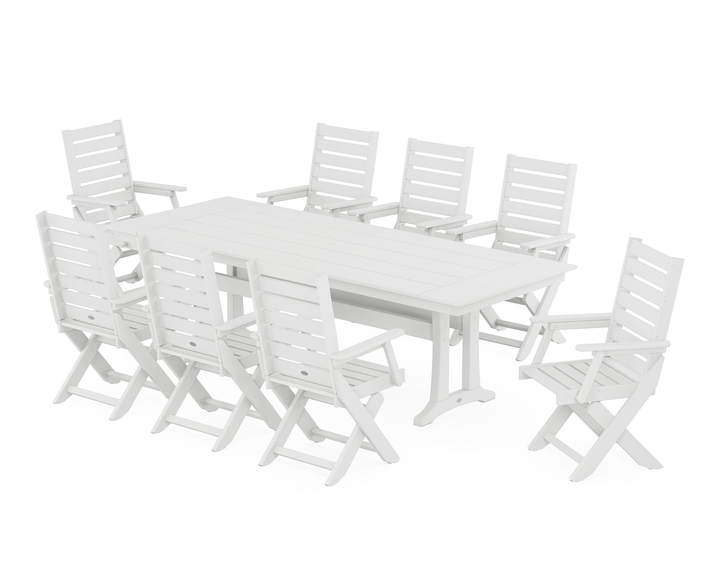 Captain 9-Piece Farmhouse Dining Set with Trestle Legs