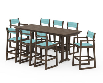 EDGE Sling 9-Piece Farmhouse Bar Set with Trestle Legs