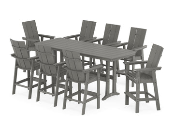 Modern Curveback Adirondack 9-Piece Bar Set with Trestle Legs