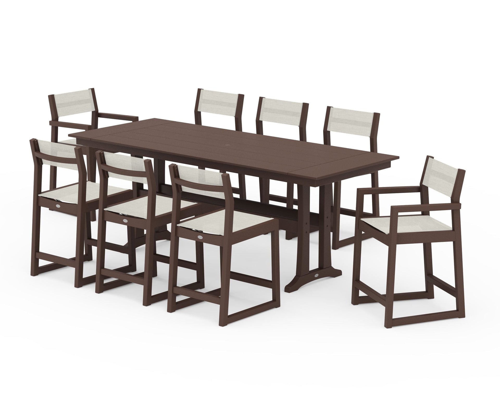 EDGE Sling 9-Piece Farmhouse Counter Set with Trestle Legs