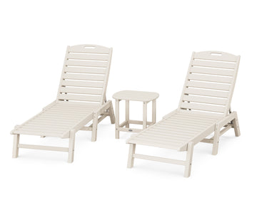 Nautical 3-Piece Chaise Lounge Set with South Beach 18" Side Table