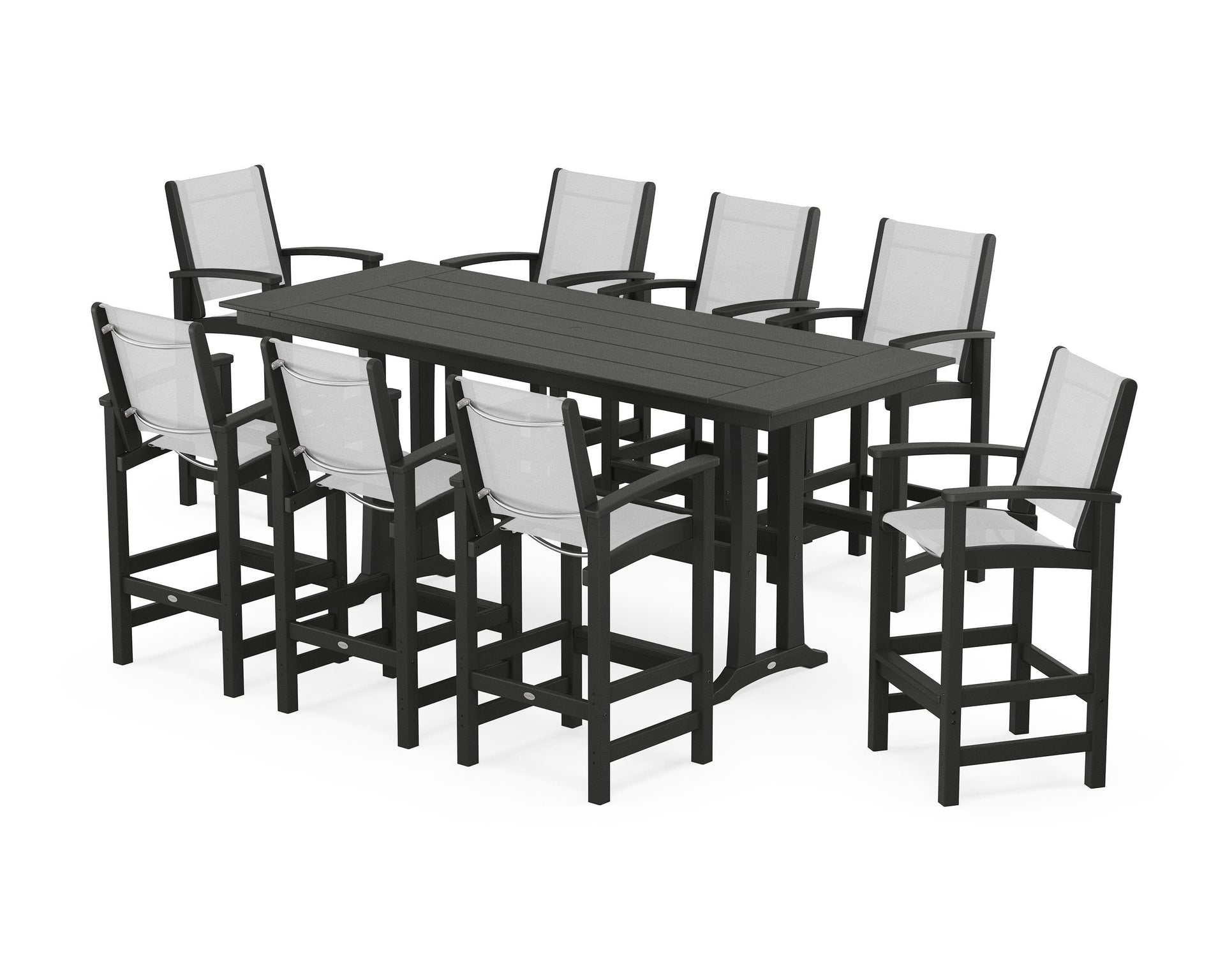Coastal 9-Piece Farmhouse Bar Set with Trestle Legs