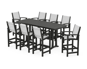Coastal 9-Piece Farmhouse Bar Set with Trestle Legs