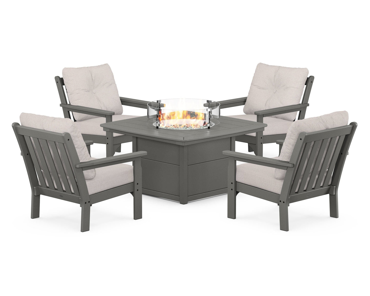 Vineyard 5-Piece Conversation Set with Fire Pit Table