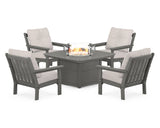 Vineyard 5-Piece Conversation Set with Fire Pit Table
