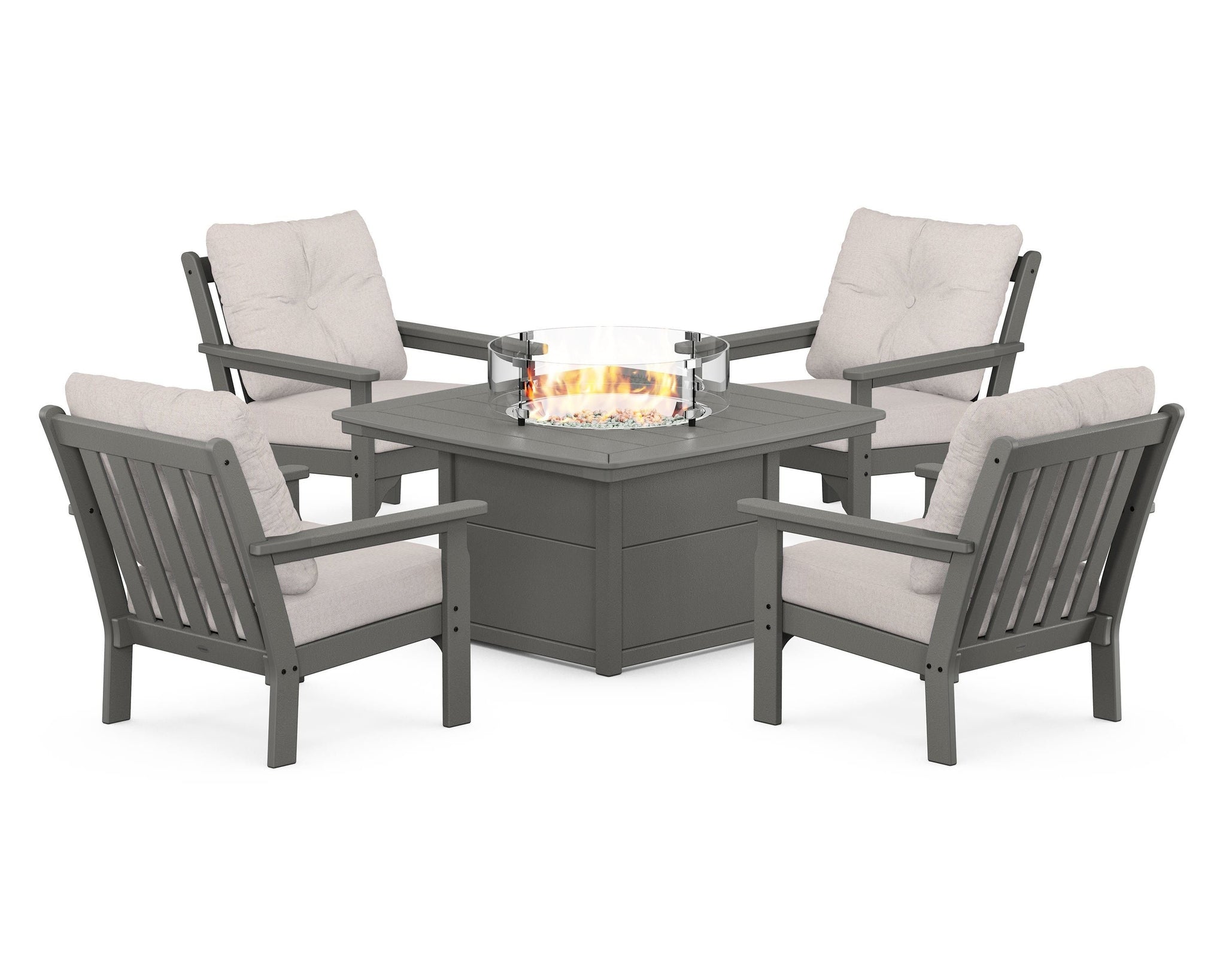 Vineyard 5-Piece Conversation Set with Fire Pit Table