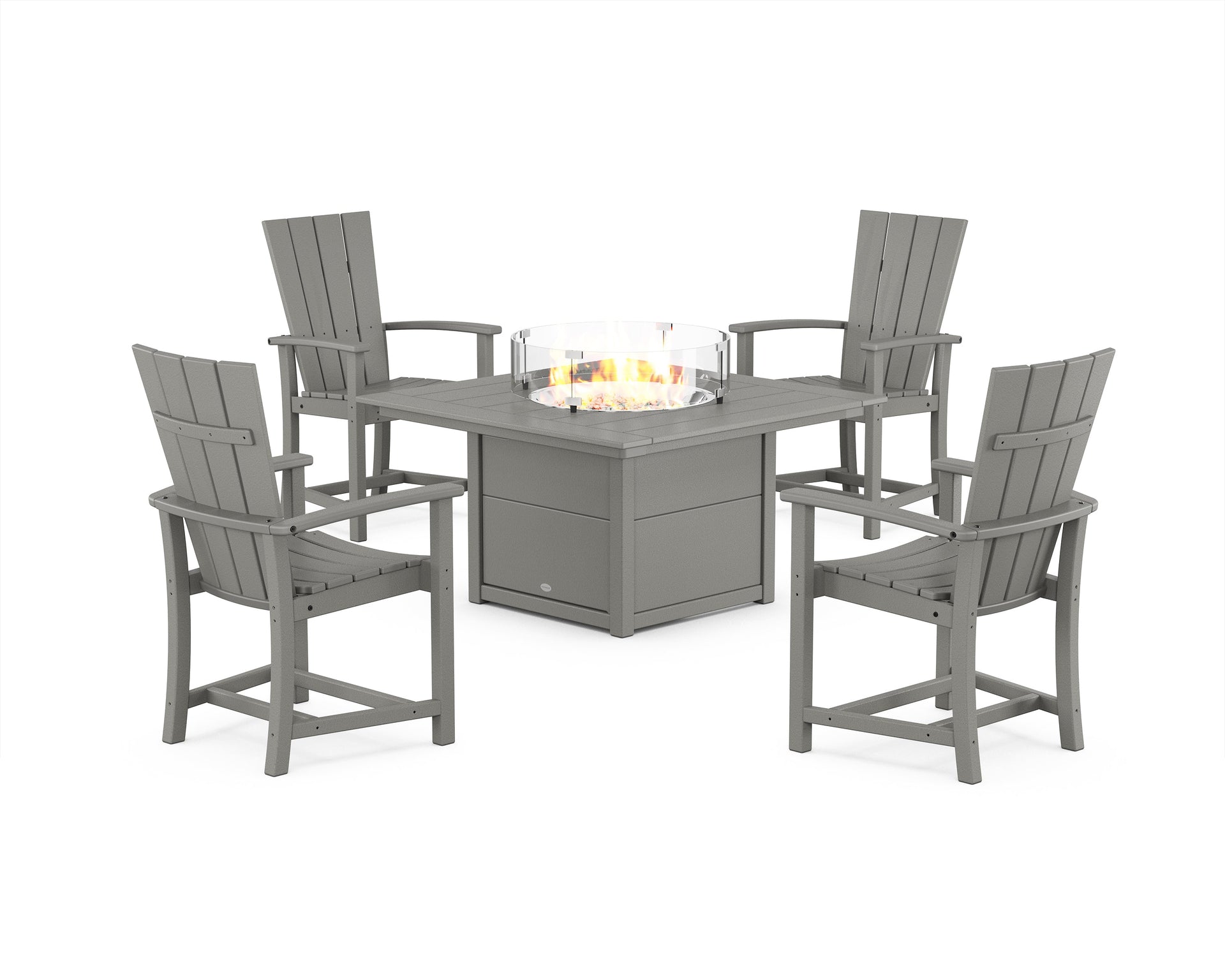 Quattro 4-Piece Upright Adirondack Conversation Set with Fire Pit Table