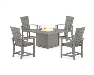 Quattro 4-Piece Upright Adirondack Conversation Set with Fire Pit Table
