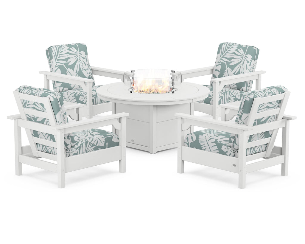 Club 5-Piece Conversation Set with Fire Pit Table
