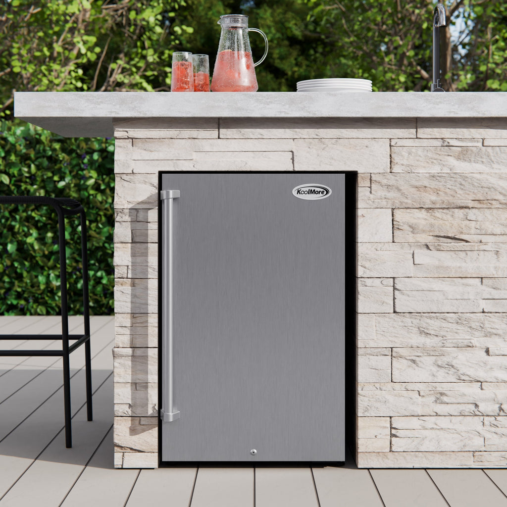 21 in. Outdoor Refrigerator with IPX 4 Rating and Glass Shelves 4.4 Cu. ft. in Stainless-Steel