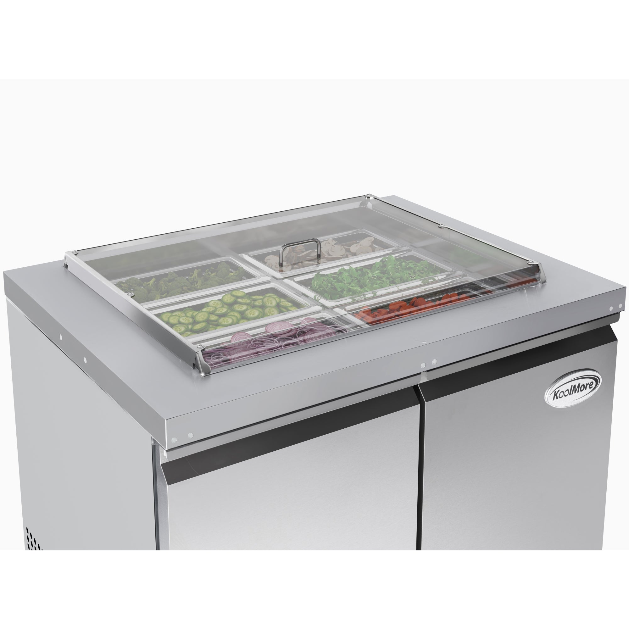 36 in. Commercial Refrigerated Prep Station Cold Table, Stainless-Steel Refrigerator with 6-Pan (Not Included) with Cover Capacity and Two Adjustable Shelves