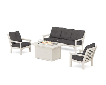 Vineyard Deep Seating Fire Pit Table Set