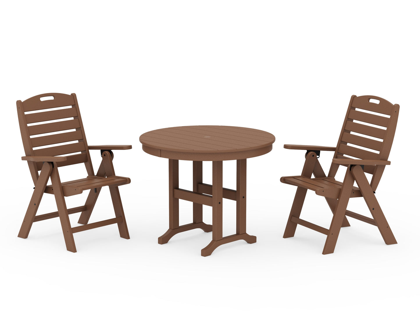 Nautical Folding Highback Chair 3-Piece Round Dining Set