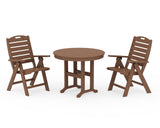 Nautical Folding Highback Chair 3-Piece Round Dining Set