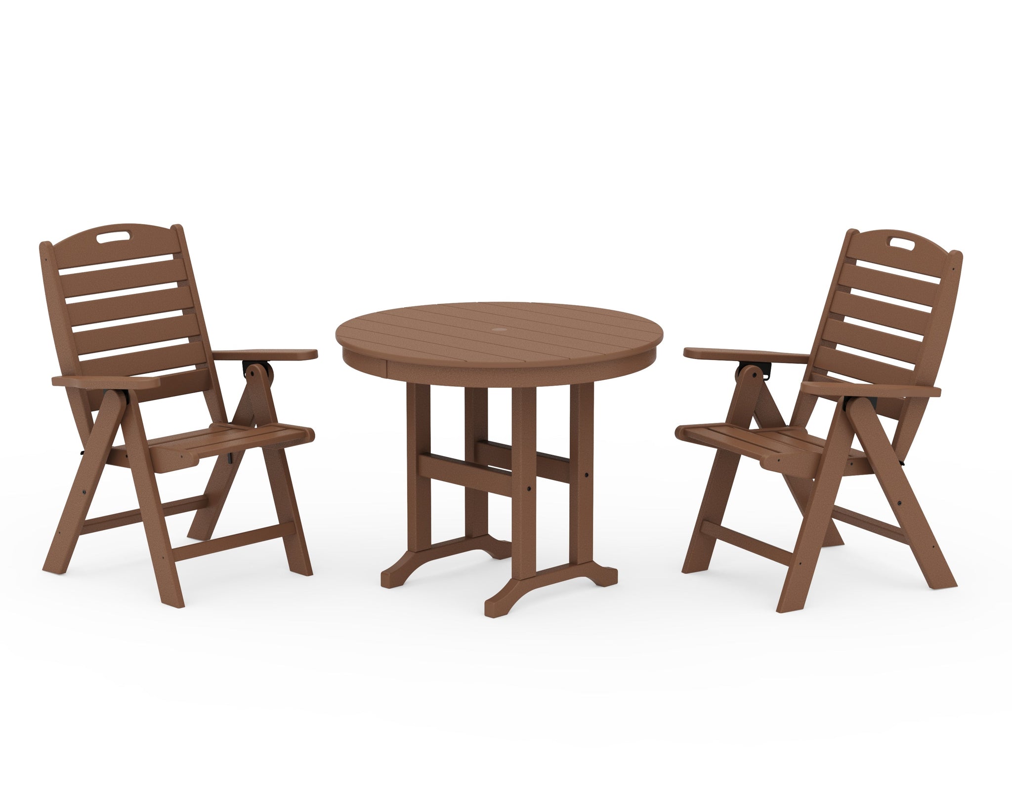 Nautical Folding Highback Chair 3-Piece Round Dining Set