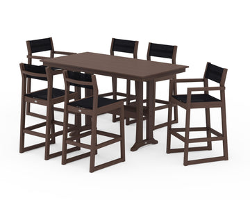EDGE Sling 7-Piece Farmhouse Bar Set with Trestle Legs
