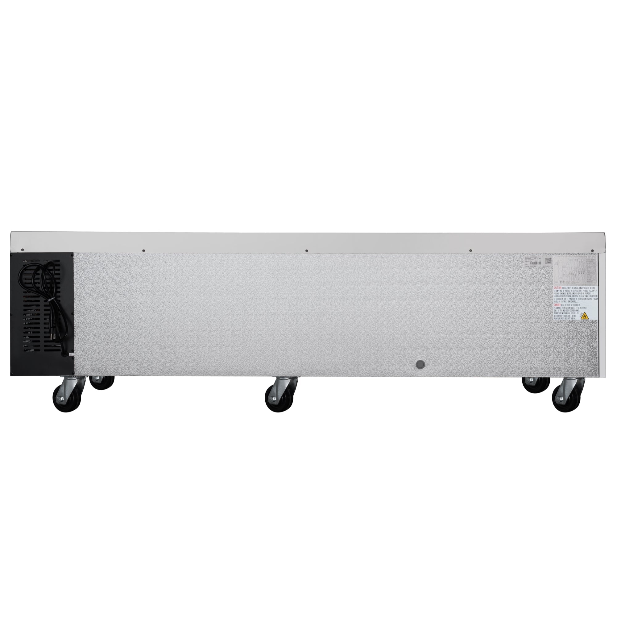 84 in. Commercial Chef Base Refrigerator Storage Cabinet for Cold Foods, Fresh Ingredients, and Condiments, Refrigerated Pull-Out Drawers, Rolling Caster Wheels, ETL Listed