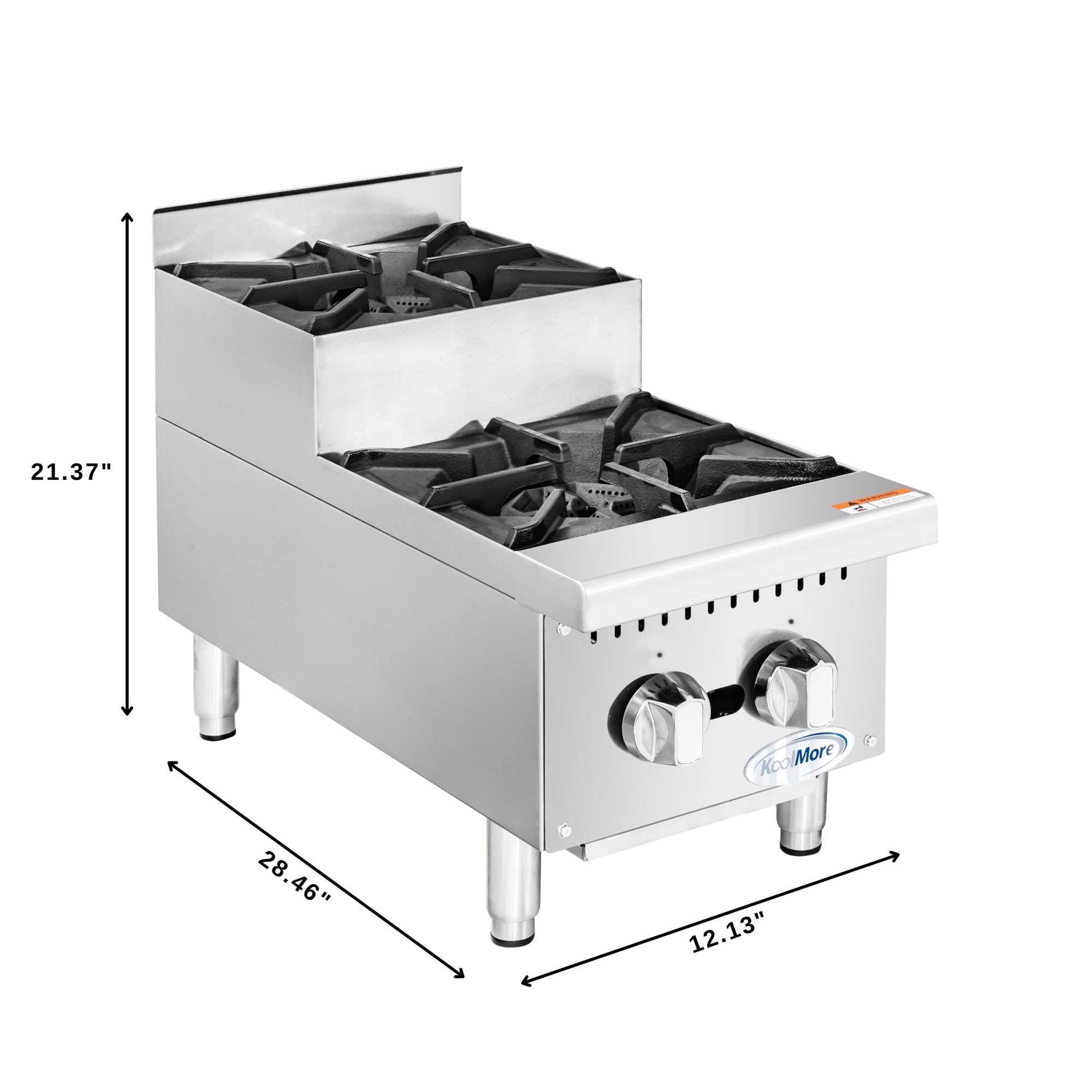 12 in. Two-Burner Commercial Step Up Range, 52000 BTU in Stainless-Steel