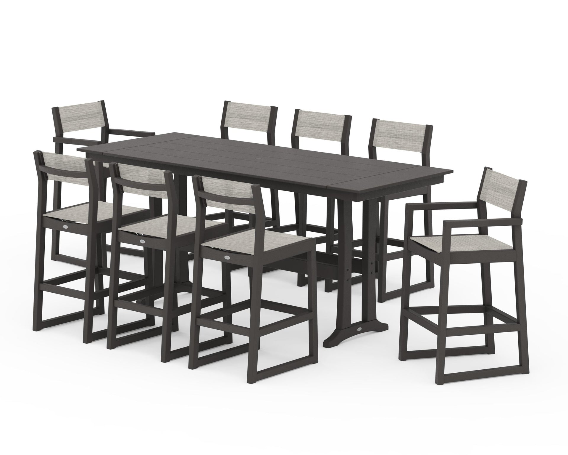 EDGE Sling 9-Piece Farmhouse Bar Set with Trestle Legs
