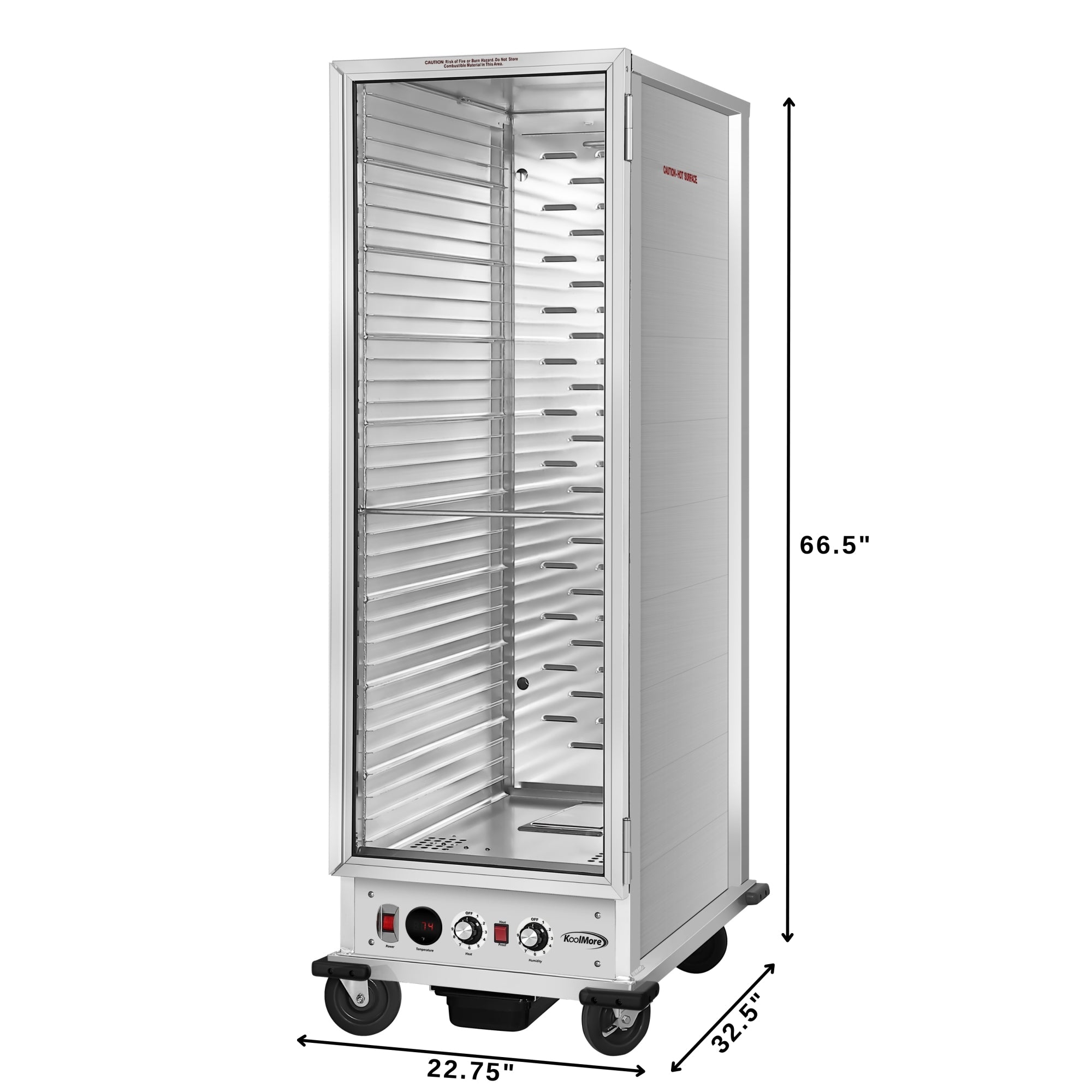 33 in. Commercial Non-Insulated Glass Door Heated Holding/Proofing Cabinet with 36-Pan Capacity in Silver