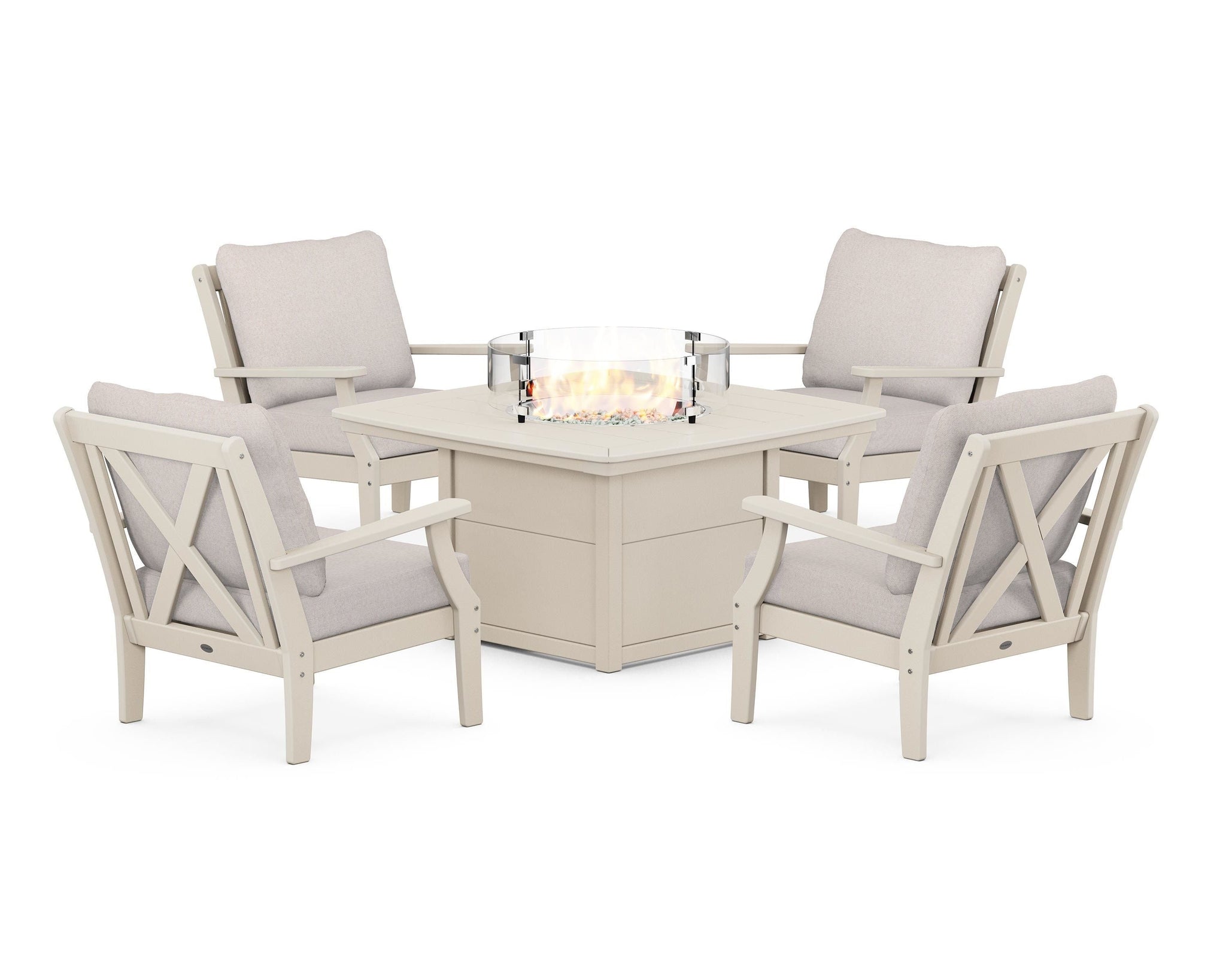 Braxton 5-Piece Deep Seating Conversation Set with Fire Pit Table